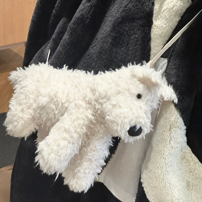 2025 New West Highland Doll Bag, Girls' cartoon plush toy doll crossbody bag, Cute puppy Bag gift full figure