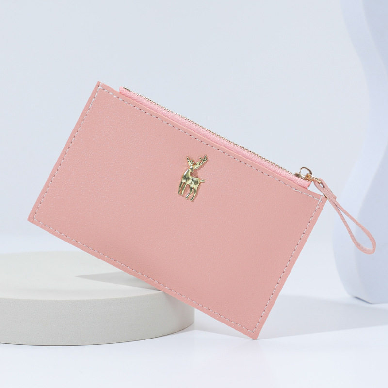 2024 New women's card case zipper clutch, student and white-collar Japanese-style wallet, card case with multiple slots, metal deer Application Scenario