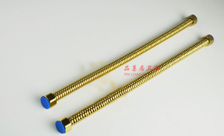 2U8K gold corrugated hard tube water heater, hot and cold water inlet hose toilet, 4-point 304 stainless steel rose gold high pressure details Picture