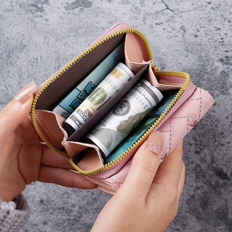 2025 New short women's wallet, simple embroidered heart-shaped PU, 30% off, card bag, multi-slot wallet wallet Specification drawing
