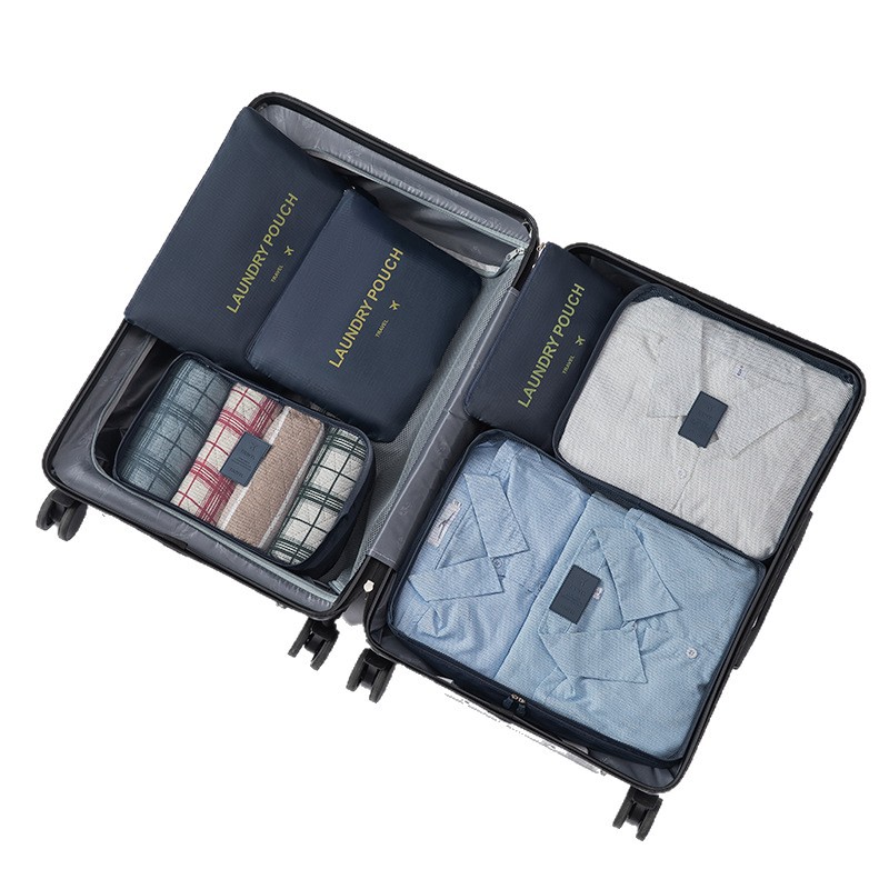 Travel storage bag six-piece set, waterproof Oxford fabric storage bag, business trip and travel makeup and toiletries classification storage set Item Picture