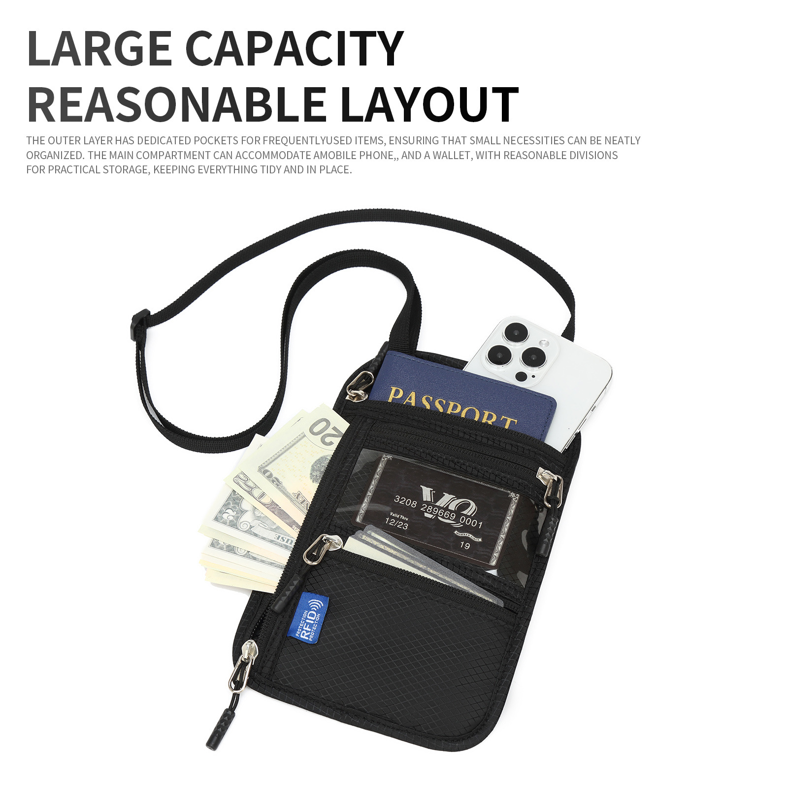 Factory direct sales of multi-functional overseas travel document bags, RFID neck passport bags, passport holders and document protection cases Application Scenario