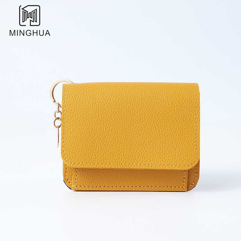 Cross-border wallet, short solid-color card case for women, simple coin purse, versatile small ID bag, large-capacity wallet Item Picture