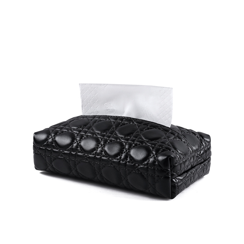 High-end Pringle circle leather-textured three-dimensional paper tissue box, household tissue, napkin, paper-like living room storage box direct sales Item Picture