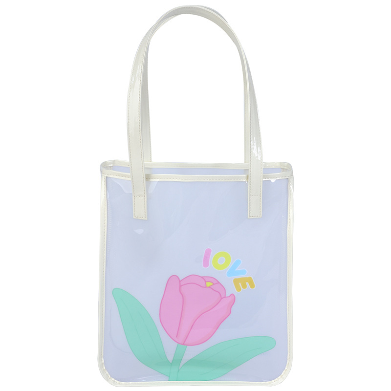 Summer high appearance level travel portable swimming transparent PVC jelly beach bag, large capacity single-shoulder bag wholesale Item Picture
