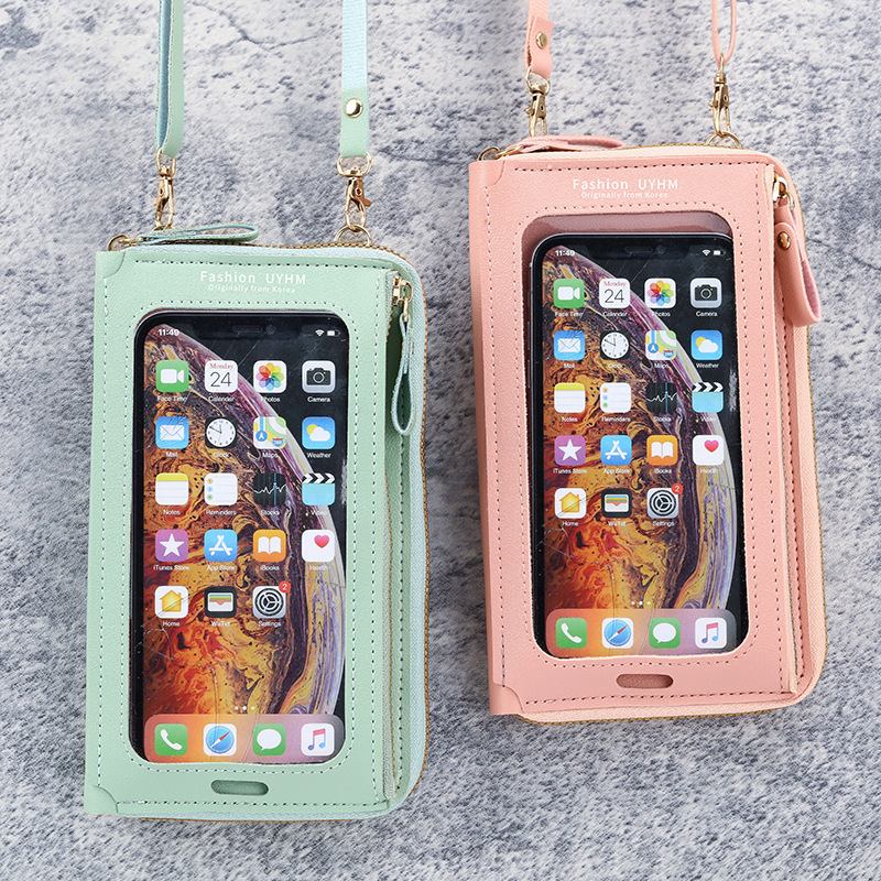 2022 Touch screen mobile phone bag for women, cross-body anti-theft multi-functional single-shoulder transparent mini wallet, mobile phone bag Specification drawing