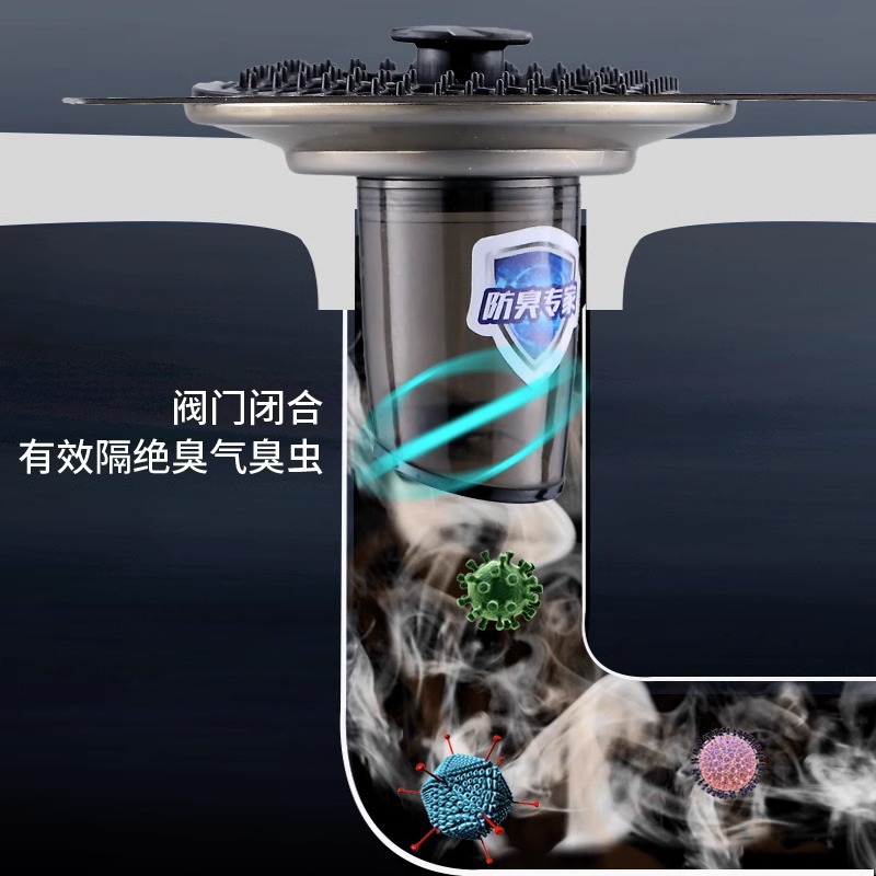 Bathroom floor drain cover, sewer odor prevention wonder, universal stainless steel sealing cover plate for bathrooms, plug and renovation device Application Scenario