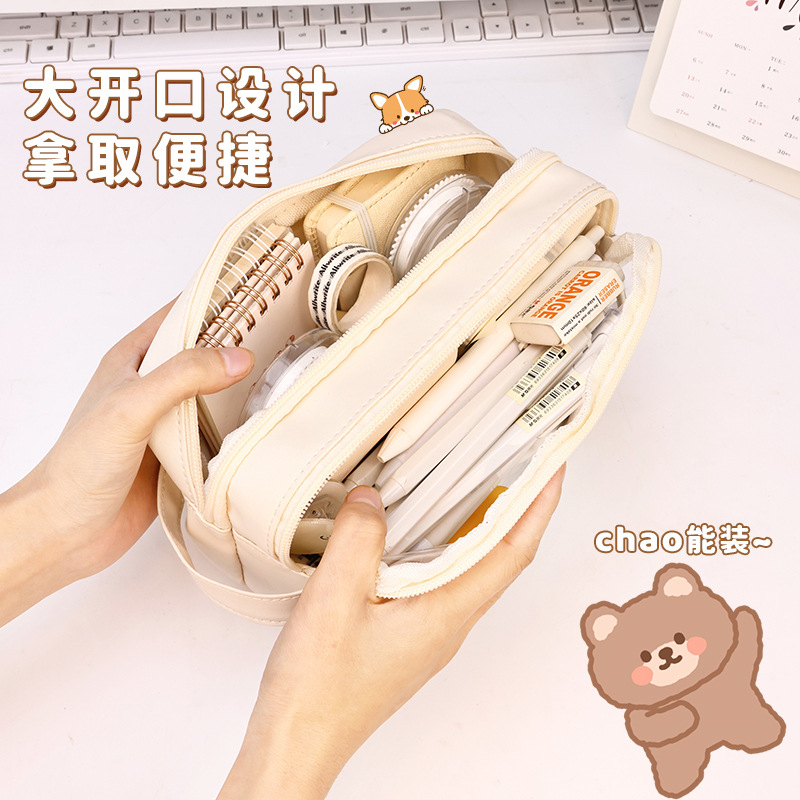 Morandi's new large-capacity pencil case, high-appearance-level stationery box, girls' style, ins, junior high school student storage pencil case details Picture