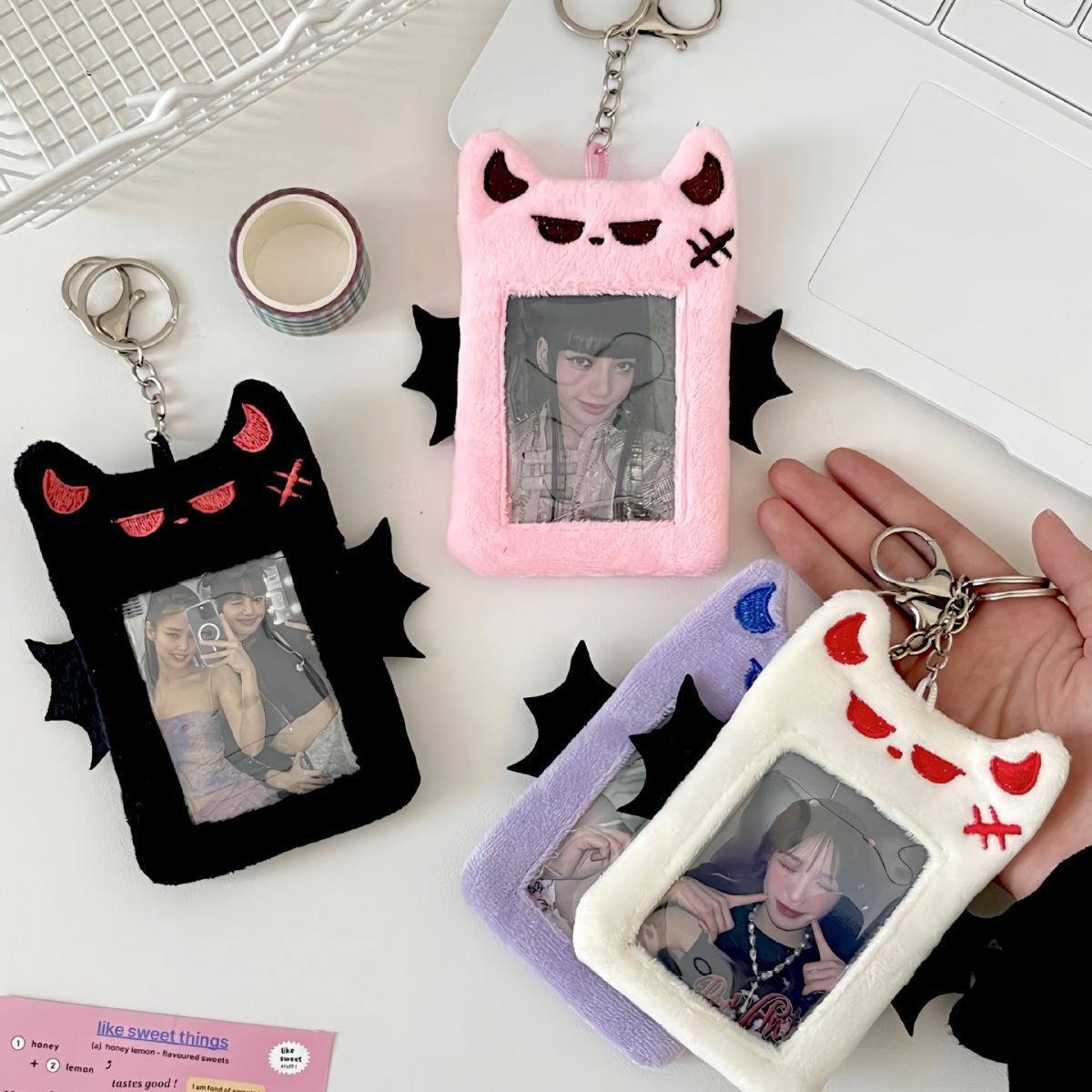 Bat Demon plush card case, Korean Instagram Polaroid, Goo Card, meal card, bus access card, idol display pendant Item Picture