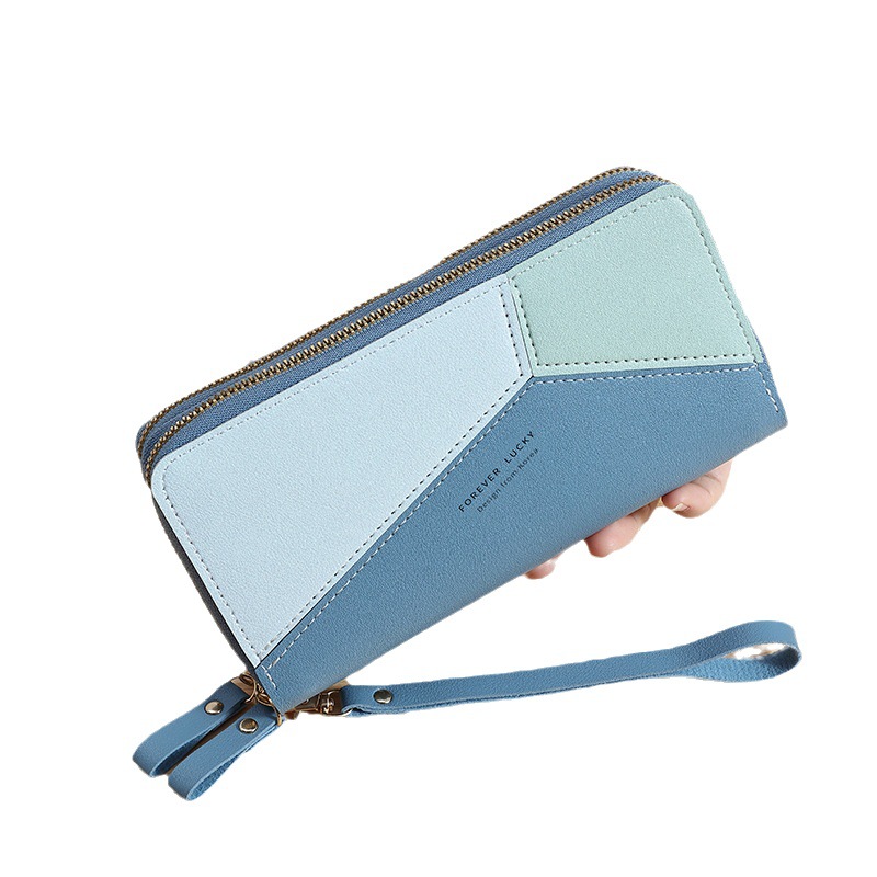 Wholesale of new long women's wallets for summer 2023, solid color diamond-patterned cross-border zipper clutch bags Item Picture