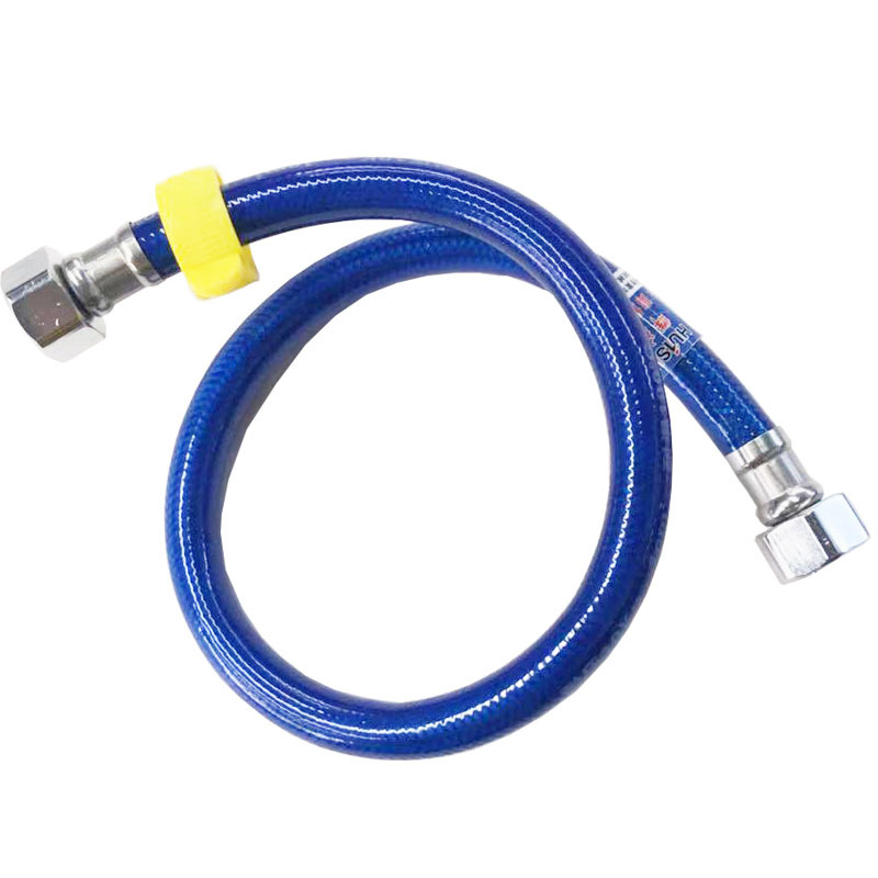 Factory direct sales of blue rubber-coated PVC pipes for water heaters and toilets, double-ended 4-inch cold and hot braided water inlet connection pipes full figure