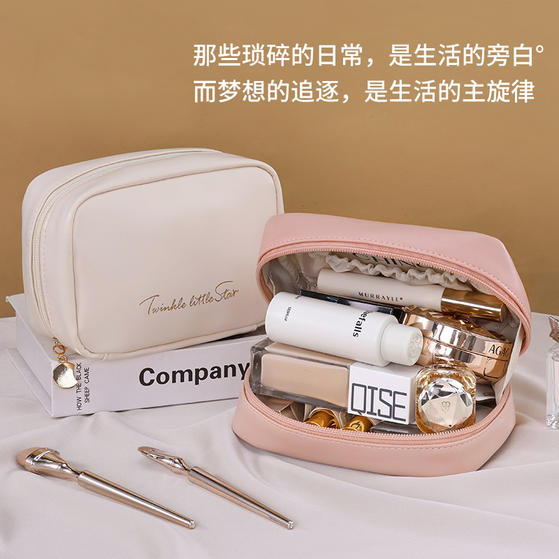 New InS-style makeup bag with large capacity, high-end feel, portable toiletry bag, travel small size, cute touch-up storage bag Specification drawing