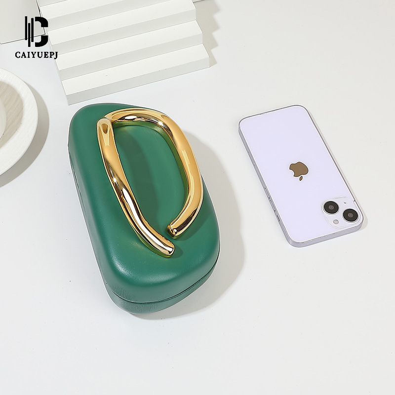 New cross-border European and American trend classic round box hand-held dinner bag, mini small bag, retro chain single-shoulder crossbody bag Specification drawing
