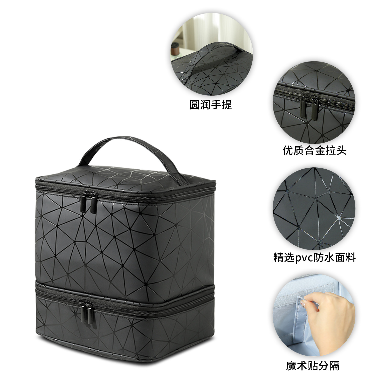 Cross-border bestseller nail polish storage bag - Portable by hand - can hold 30 bottles and 1 nail polish lamp, double-layer storage details Picture