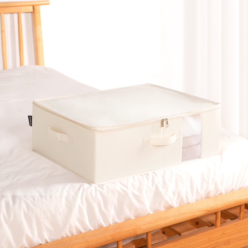 Cross-border new product: Oxford fabric zipper transparent cotton quilt, bed underbody storage box, hand-held clothing zipper storage box Application Scenario