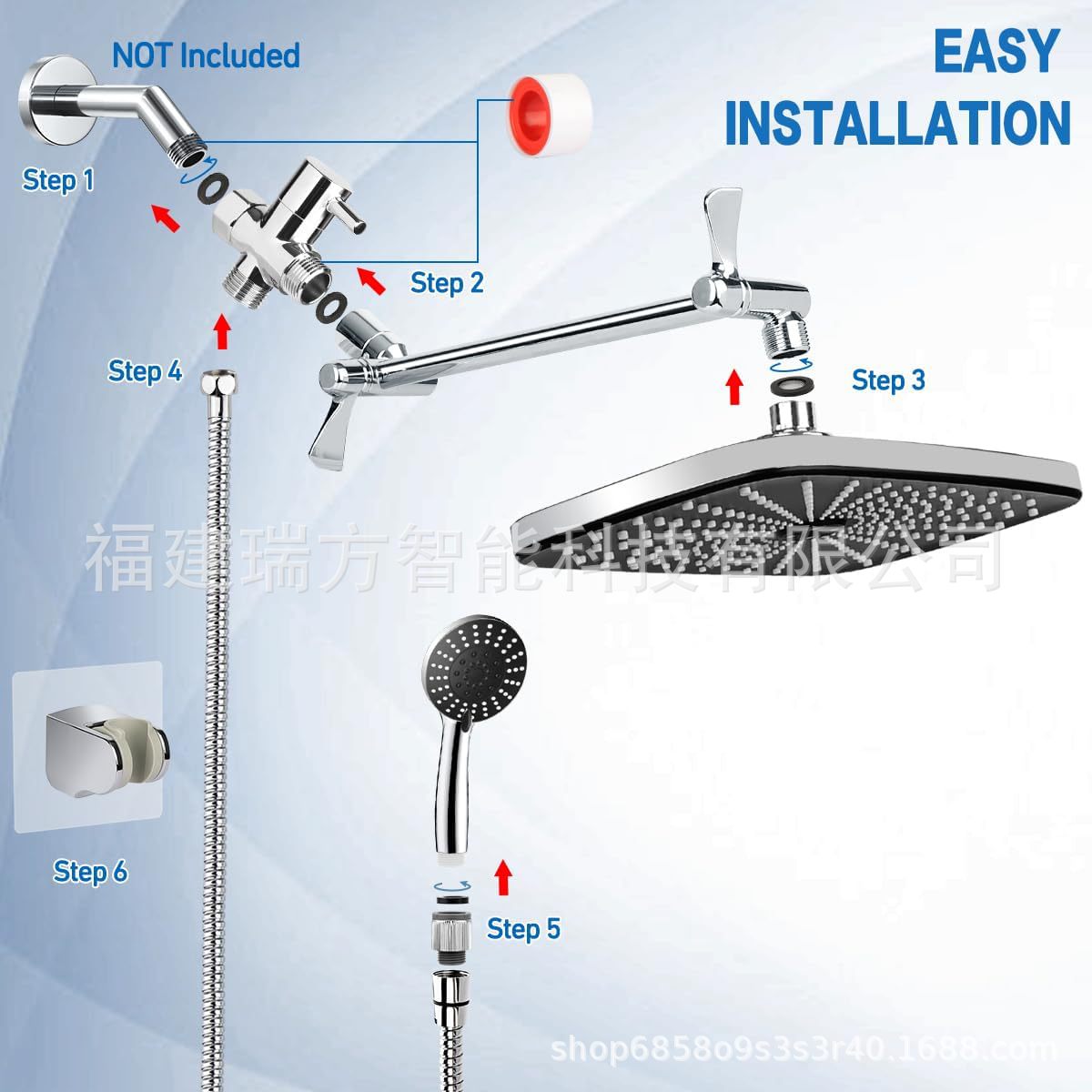 Cross-border best-selling starry sky top shower set, 12-inch shower head, black ABS set, wholesale and direct sales of shower heads Application Scenario