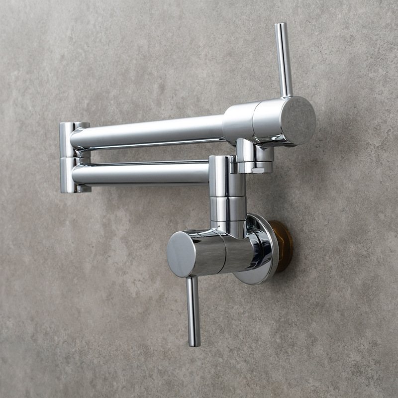 Kitchen sink faucet wall-mounted single-cooling faucet sink sink sink sink sink faucet folding double-handle switch faucet details Picture
