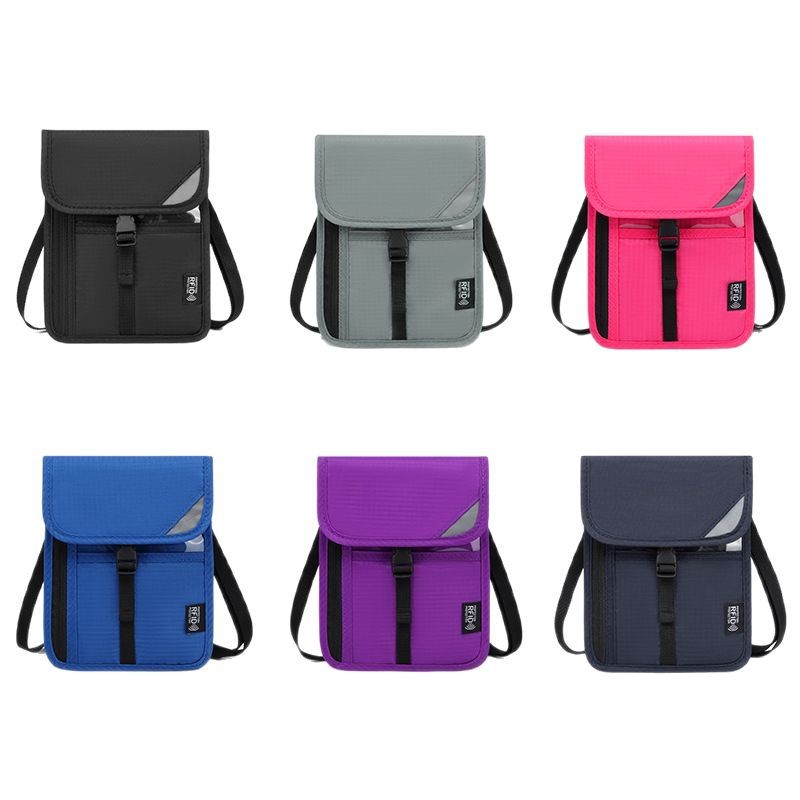 Wholesale of new cross-border RFID anti-shielding and anti-fraud large-capacity PVC neckline Oxford cloth passport bags and document bags Item Picture