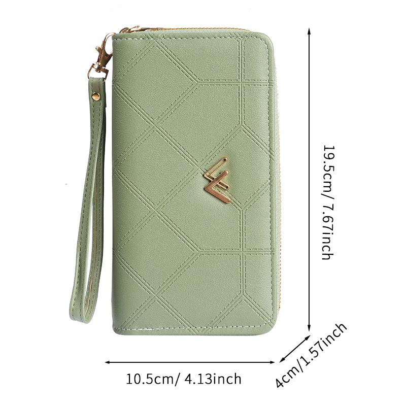 High-end wallet for women, long double-zipper large-capacity clutch, high-end, fashionable and simple double-layer wallet, mobile phone case Item Picture