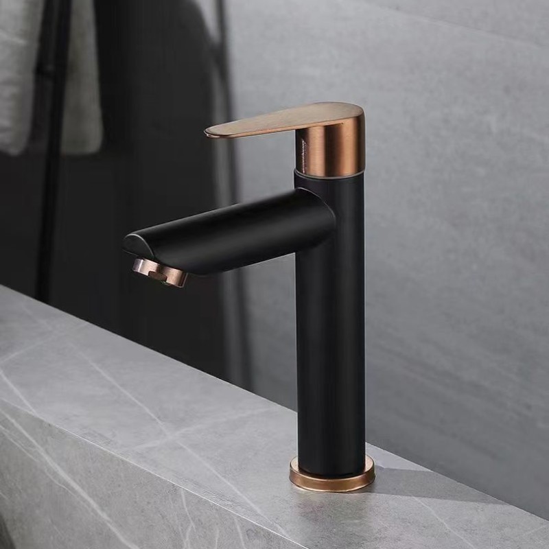 Nordic 304 stainless steel single-cooling washbasin faucet, bathroom cabinet, black gold single-cooling countertop faucet Application Scenario