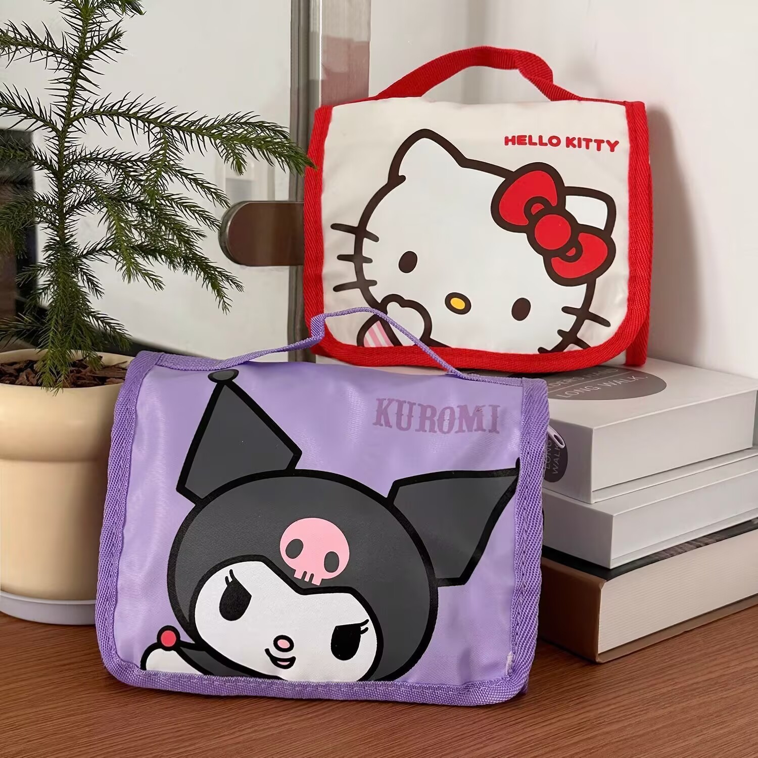 Sanrio Cartoon folding makeup bag for women, large-capacity, high-appearance-level travel portable hand-held cosmetics storage bag full figure