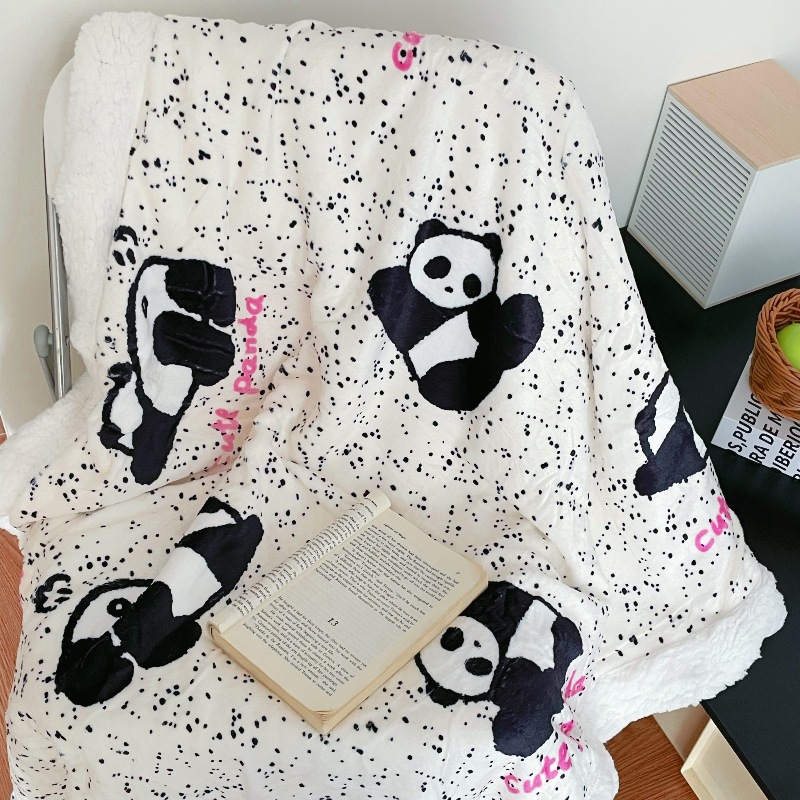 Thickened lambskin fleece autumn and winter office shawl, nap blanket, coral fleece sofa cover blanket for student dormitories Item Picture