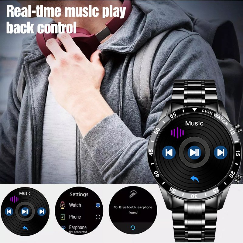 LIGE cross-border exclusive full touch screen Bluetooth call smartwatch, IP67 waterproof step count heart rate sports watch Application Scenario