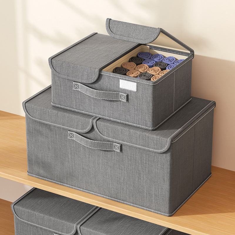Cationic foldable household storage box, drawer-type double-cover dust-proof clothing storage box, underwear compartmentalized storage box full figure