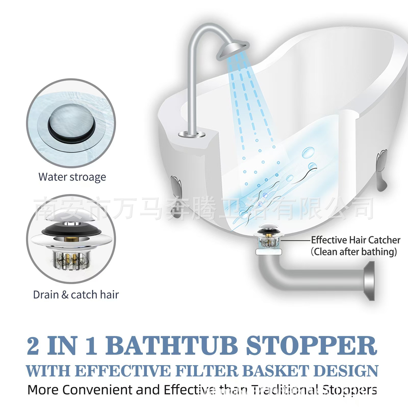 Brass bathtub drain anti-odor plug, universal bathtub press-type bouncing tool, bouncing drain plug accessory details Picture