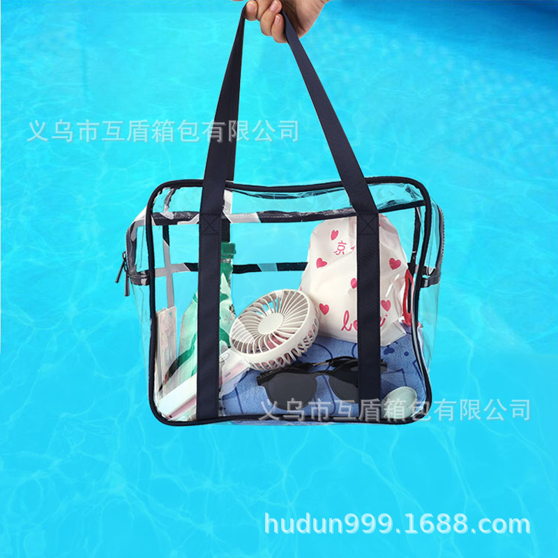 Factory direct sales transparent PVC single-shoulder bag, multi-functional toiletry bag, large-capacity hand-held storage bag, with LOGO available Specification drawing