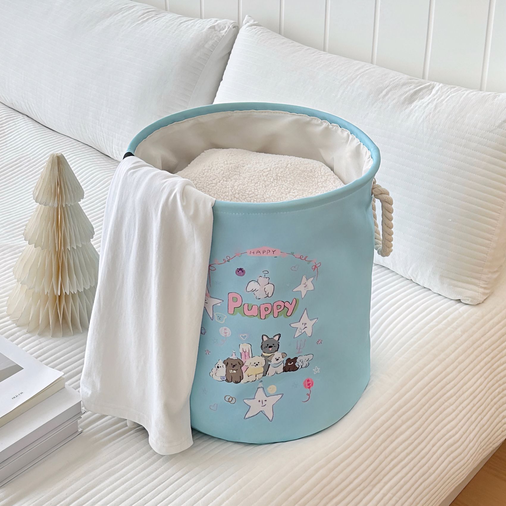 High appearance level, cute puppy, dirty clothes basket, dirty clothes storage basket, household foldable laundry basket, toy storage bucket basket Item Picture