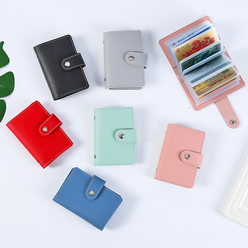 Anti-demagnetization creative Korean-style leather card case, multi-slot PU bank card case, bus card, campus card, and document storage bag details Picture