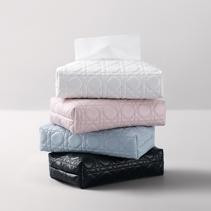 High-end Pringle circle leather-textured three-dimensional paper tissue box, household tissue, napkin, paper-like living room storage box direct sales full figure