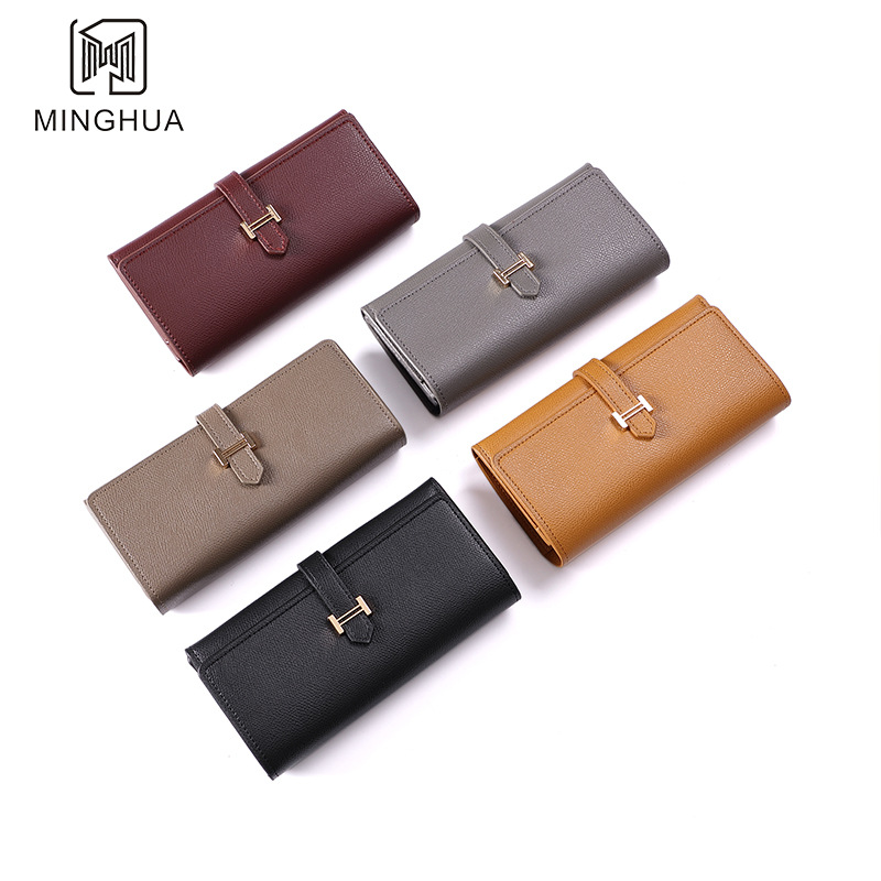Wholesale of new long women's wallets, 2023 summer solid color cross-border export zipper clutch bags full figure
