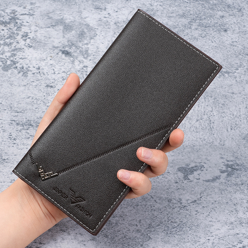 New men's wallet, long men's wallet, vertical thin youth soft wallet, multi-slot large capacity, fashionable suit bag full figure