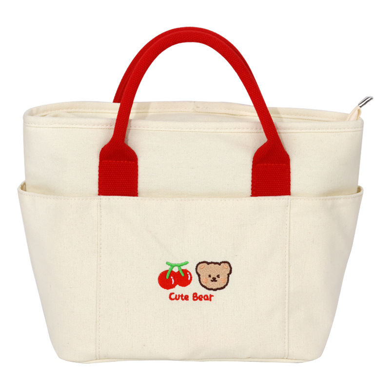 Cherry Bear high appearance level lunch box bag wholesale, portable hand-held office worker large capacity storage bento bag, picnic bag Item Picture