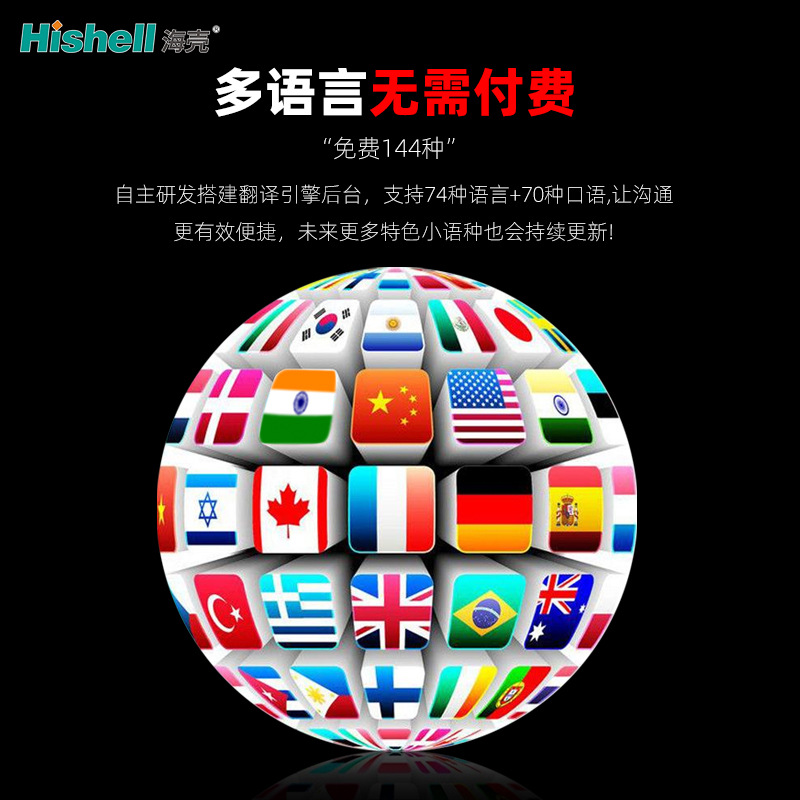 The new cross-border BL09 Bluetooth headphones support translation in 144 multiple languages and are in-ear wireless music headphones Specification drawing