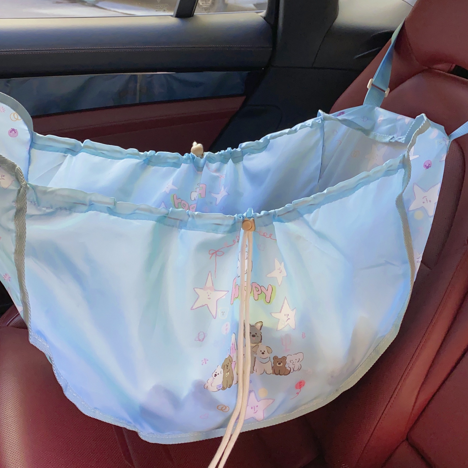 Cute cartoon car seat back storage bag, multi-functional hanging bag, large-capacity rear car storage bag, net pocket Specification drawing