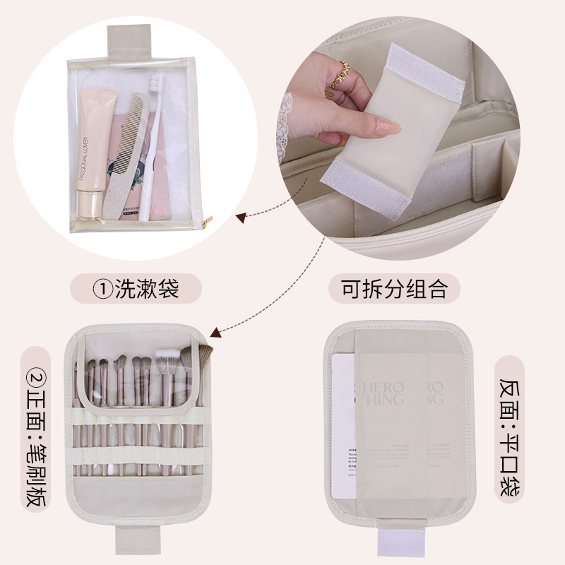 Cross-border zoned storage portable toiletry bag, travel high-end large-capacity skin care products, makeup brushes and cosmetics storage bag Application Scenario
