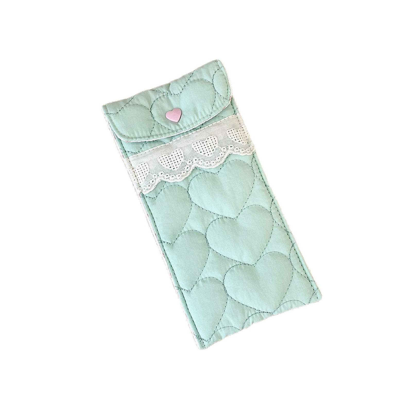 53133 Fresh and clean eyeglass bag, sunglasses storage, quilted heart-shaped cotton scratch-resistant portable eyeglass case Item Picture