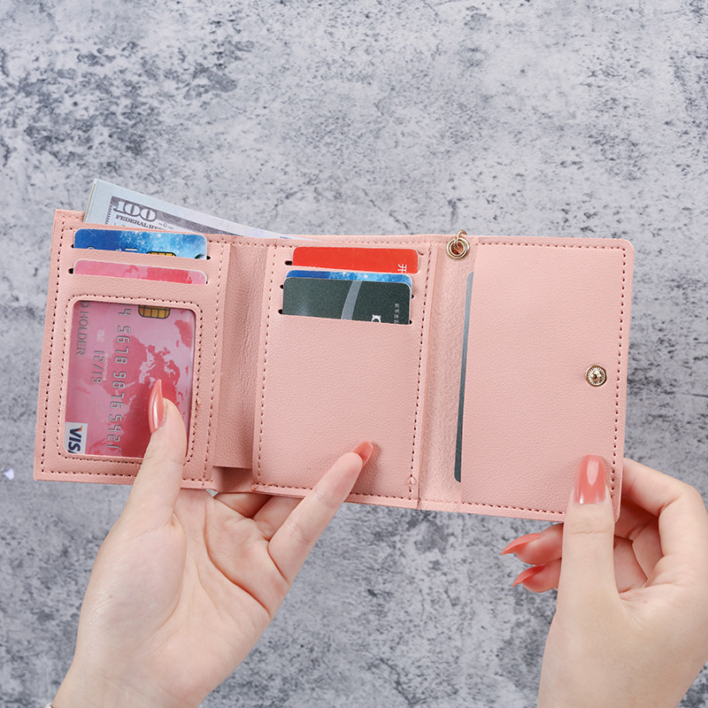 Factory direct sales 2022 Korean version new women's wallet, short, creative and fashionable wallet, student buckle coin purse details Picture