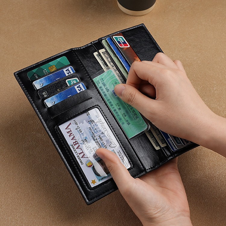 New Ailun manufacturer wholesale casual pu wallets for men, long oil-wax leather for export, new European and American wallets Specification drawing
