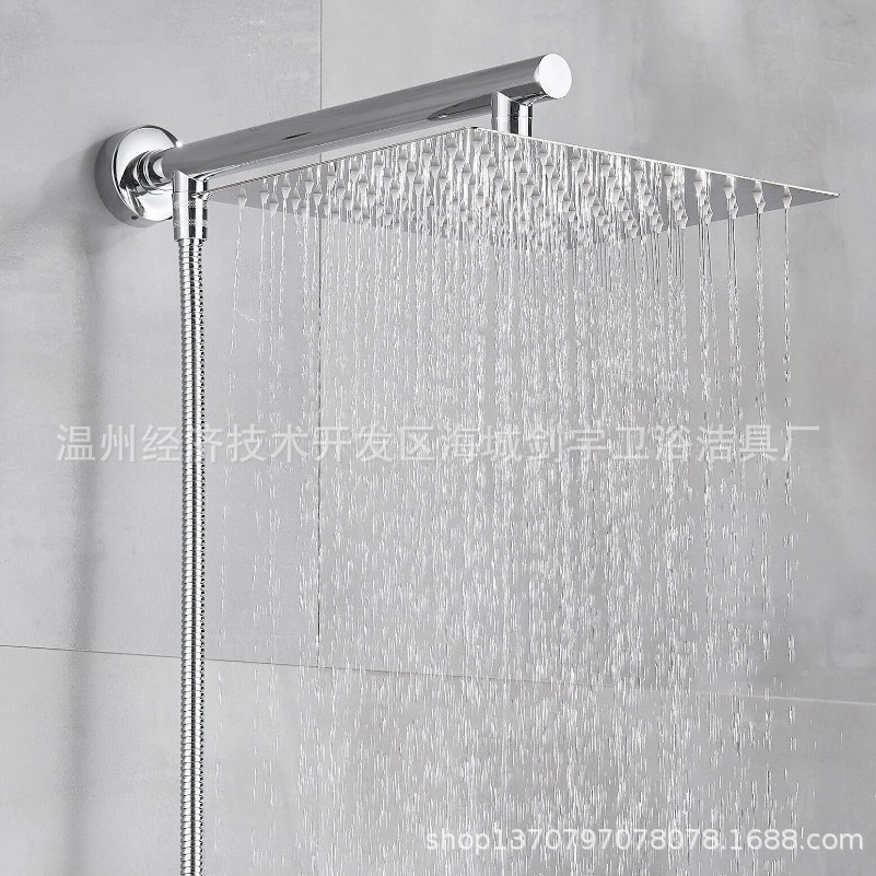 Shower head set, pressurized nozzle, home bathroom, stainless steel top spray with pipe, shower head, rain shower top spray, cross-border full figure