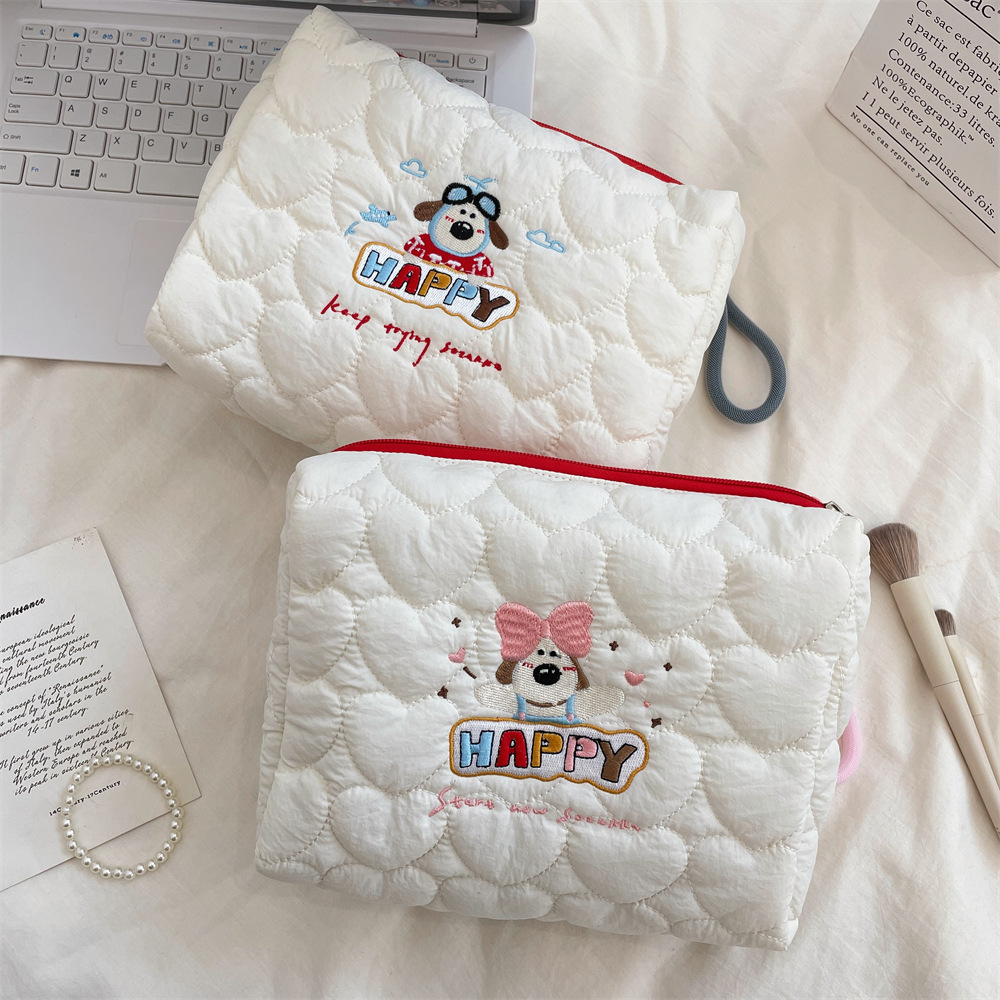 49211 Cute Puppy Makeup Bag, New embroidered cartoon storage bag, organizing bag, handbag, Shopping handbag details Picture