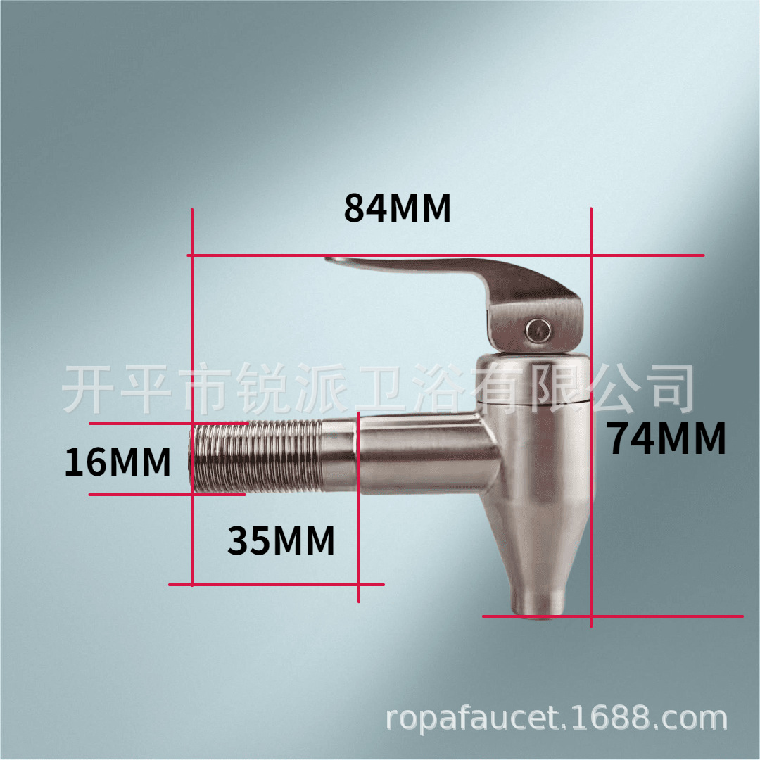 Factory direct sales of 304 stainless steel wine barrel faucet BD8009M16(joint length 35MM) I-shaped silicone gasket full figure