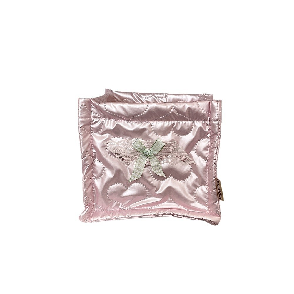 41222 pu style storage box desktop, ins cute quilted bow, storage basket, key and cosmetics organizing bag Item Picture