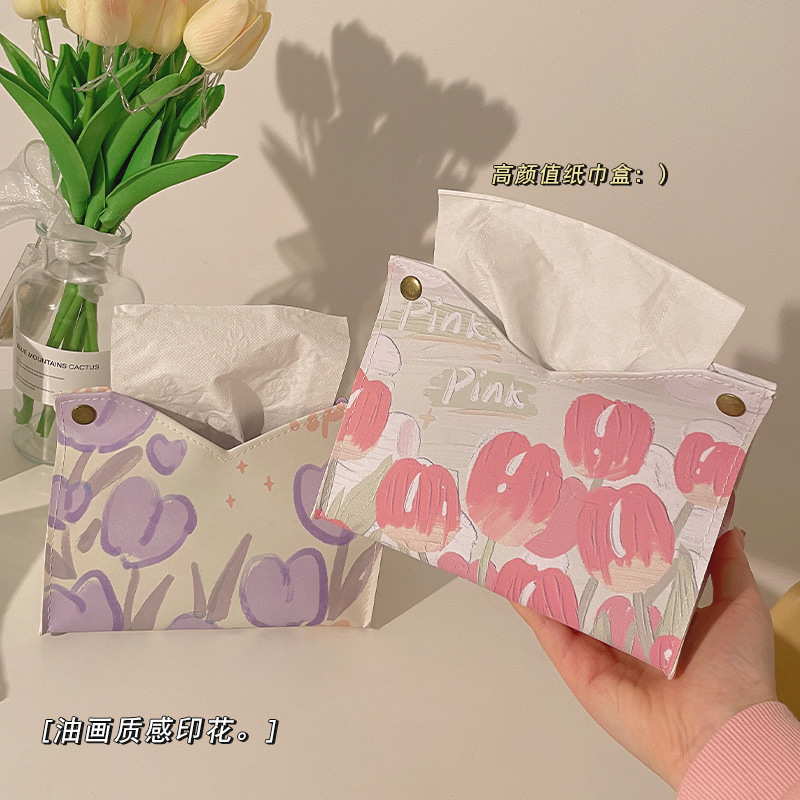 ins Home tissue box, living room tissue box, multi-functional storage, napkins, modern tulip tissue box, portable Specification drawing