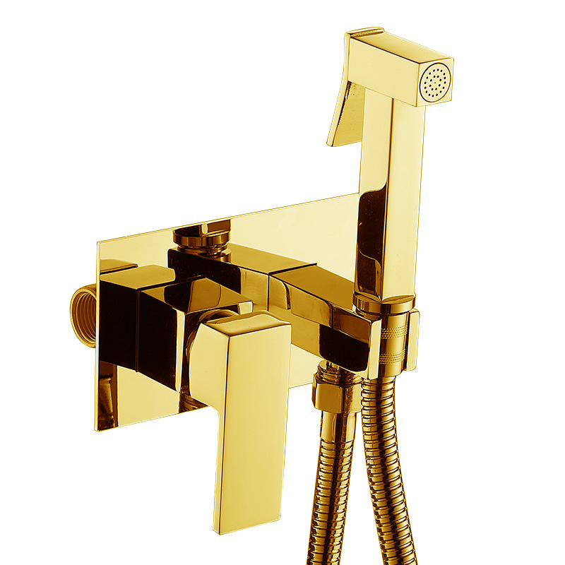 Copper washbasin faucet, cold and hot water pre-buried toilet companion, cross-border bottom washing, pressurized spray gun, shower head details Picture