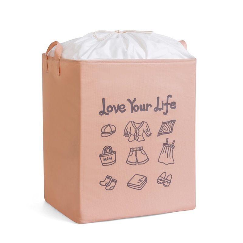 Giant fabric storage basket, waterproof and foldable storage box, drawstring opening dirty clothes basket, large clothes storage bag manufacturer Item Picture