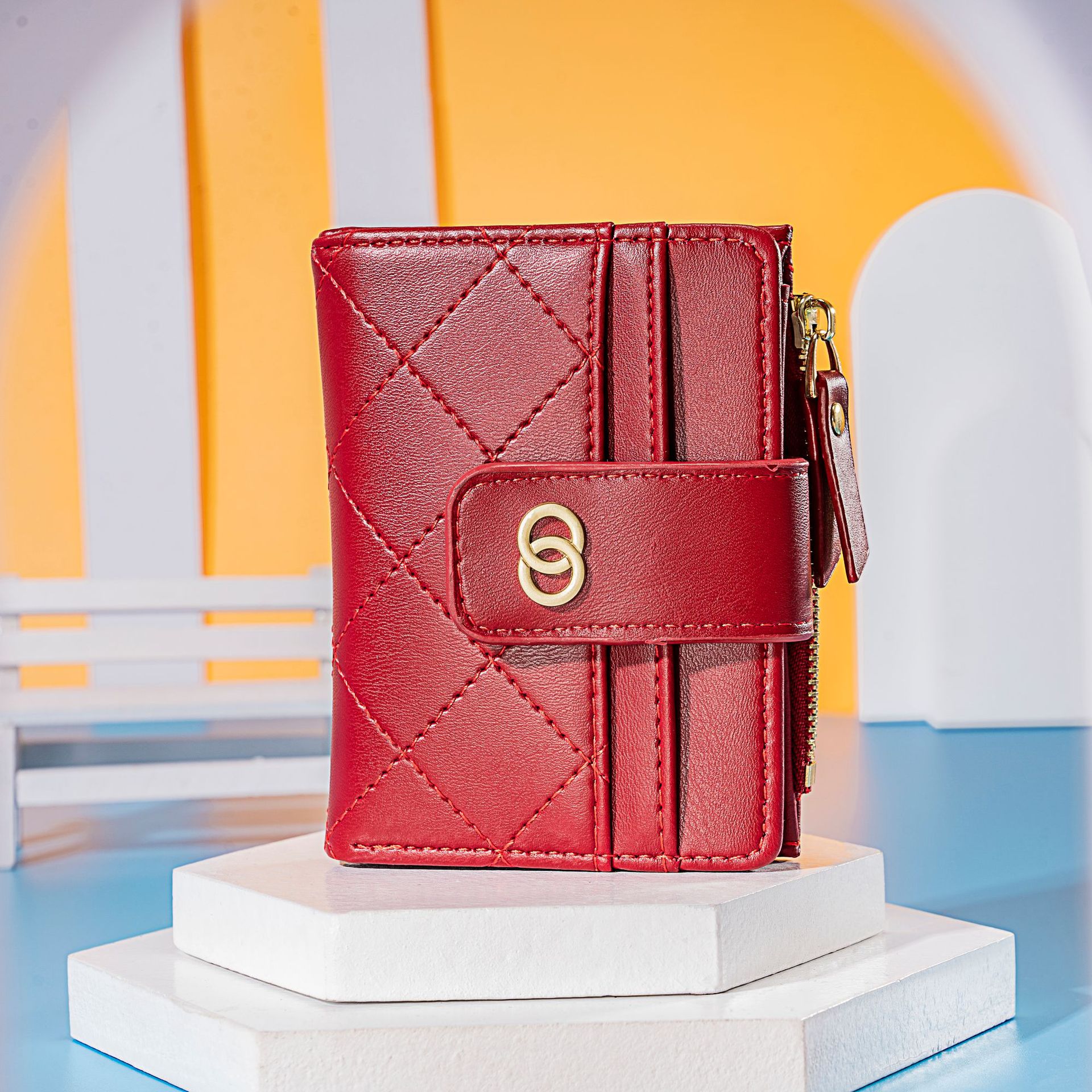 Classic Chanel-style short zipper wallet for ladies, Korean version, multi-slot, versatile and trendy cross-border wallet full figure